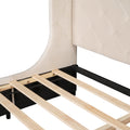 Queen Size Storage Bed Velvet Upholstered Platform Bed With Wingback Headboard And A Big Drawer Beige Beige Upholstered