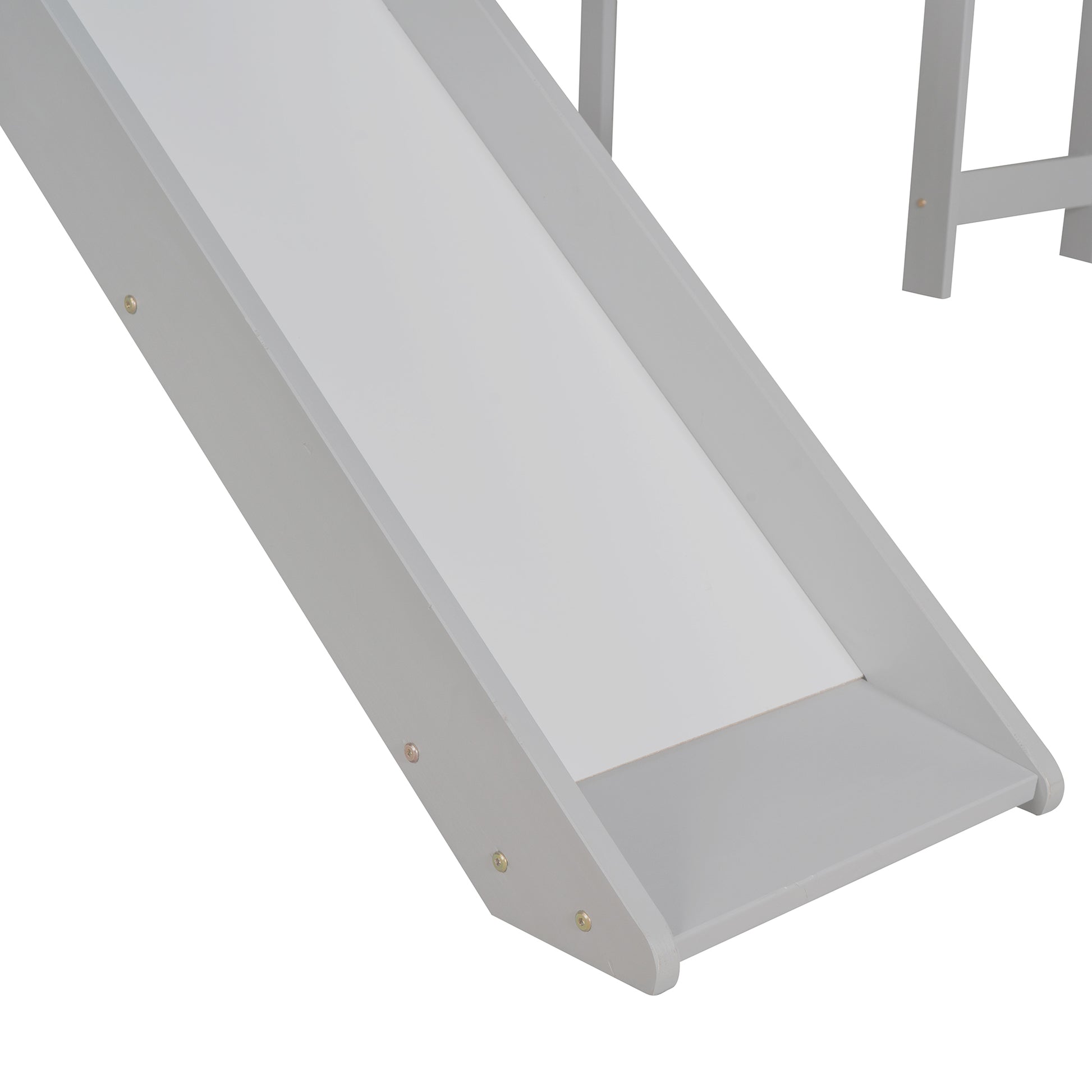 Loft Bed With Slide, Multifunctional Design, Twin Gray Old Sku: Wf191904Aae Gray Solid Wood