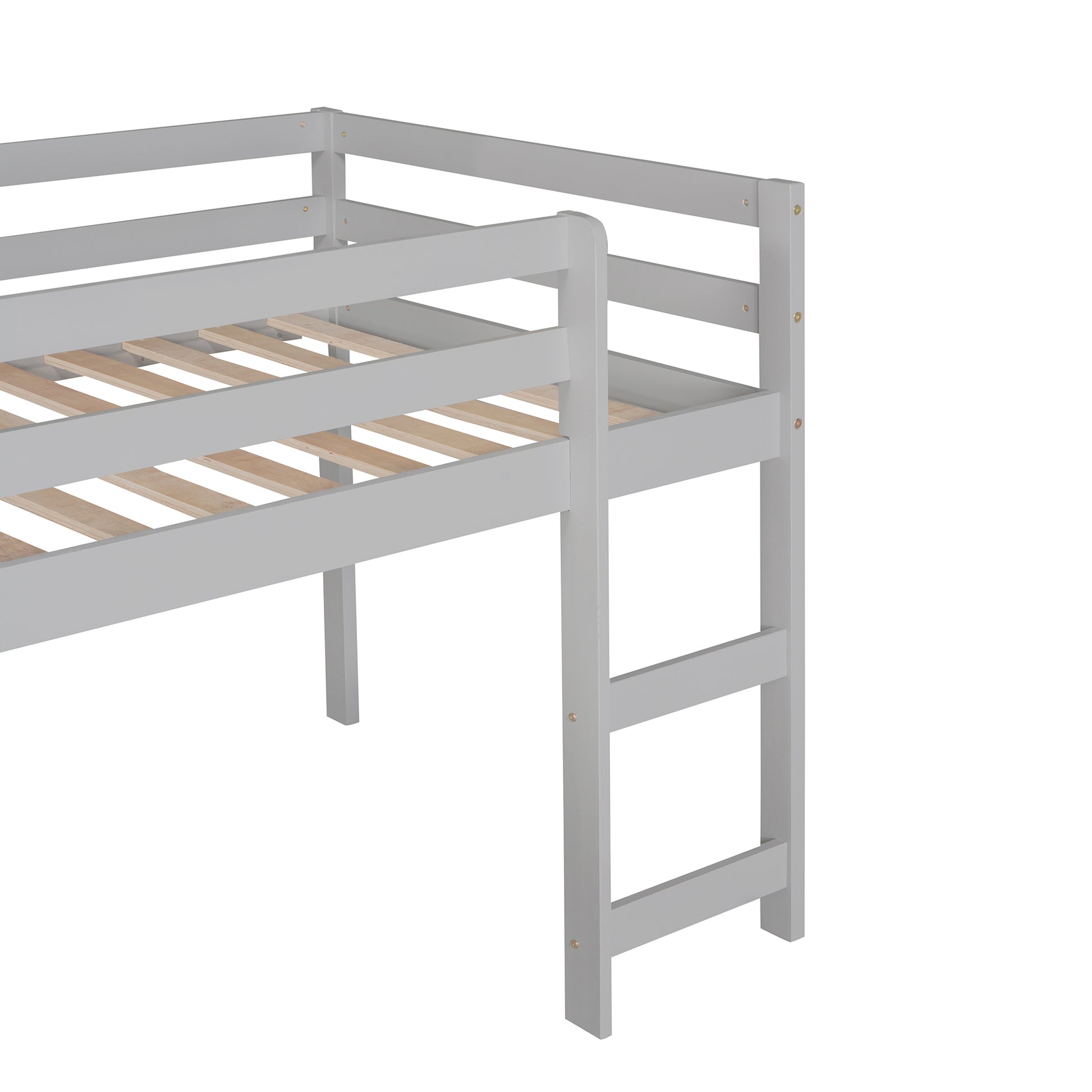 Loft Bed With Slide, Multifunctional Design, Twin Gray Old Sku: Wf191904Aae Gray Solid Wood