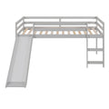 Loft Bed With Slide, Multifunctional Design, Twin Gray Old Sku: Wf191904Aae Gray Solid Wood