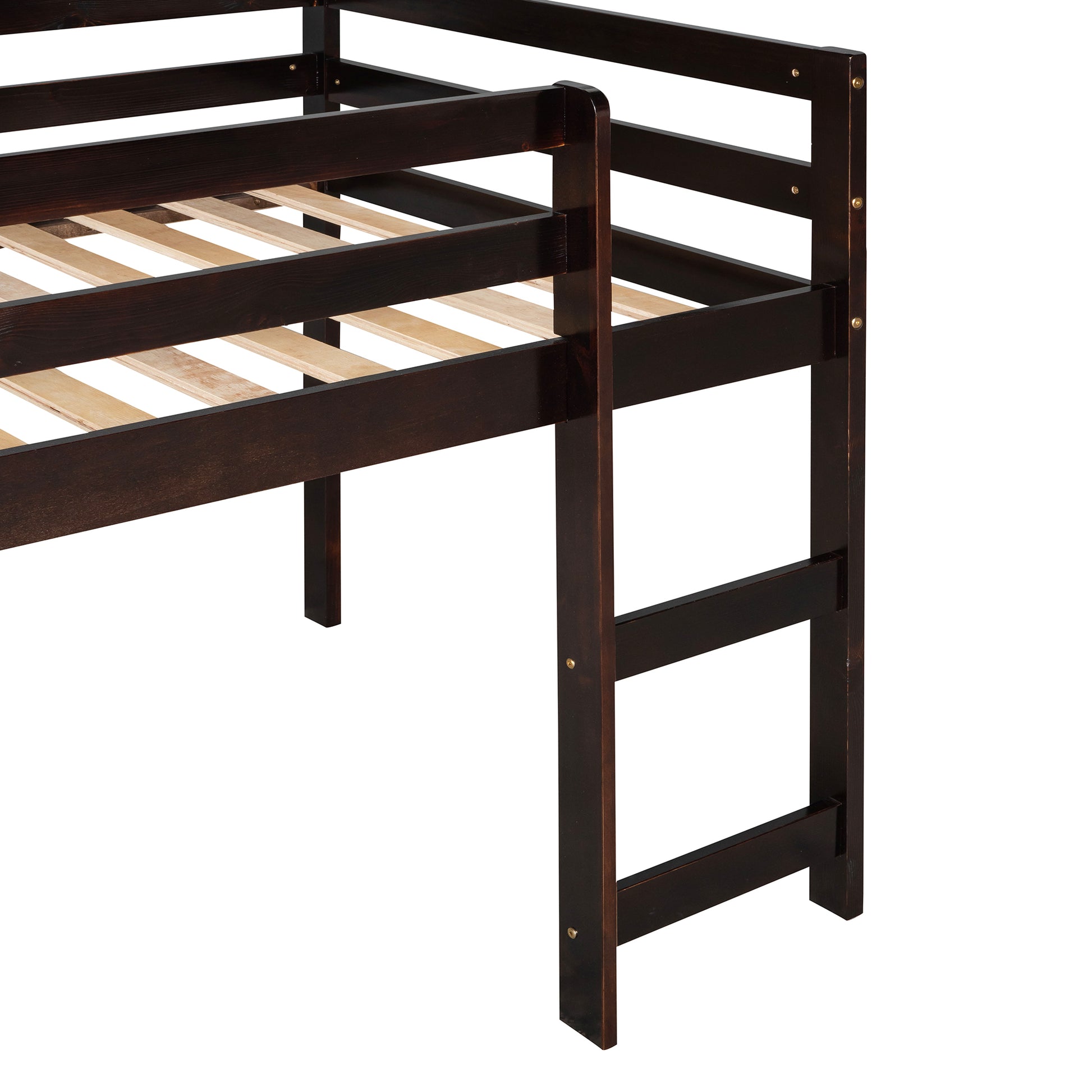 Loft Bed With Slide, Multifunctional Design, Twin Espresso Old Sku: Wf191904Aap Espresso Solid Wood