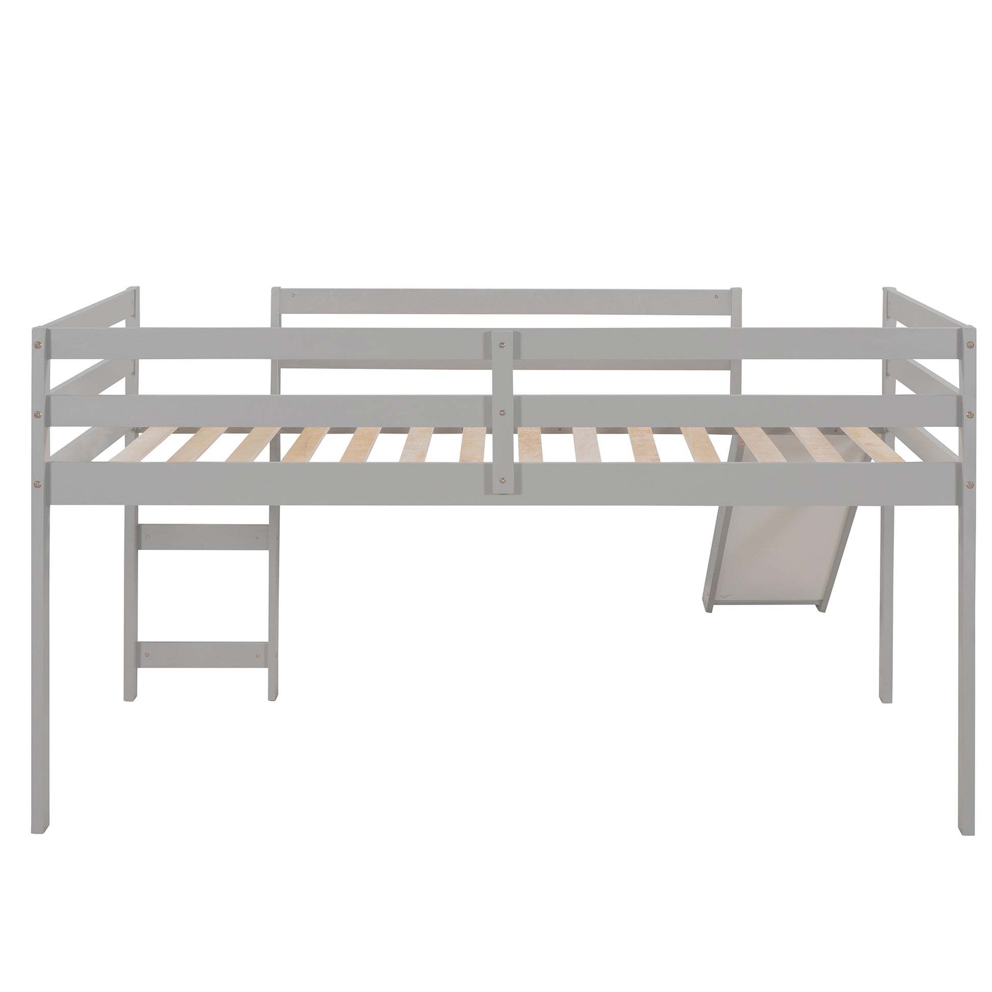 Loft Bed With Slide, Multifunctional Design, Twin Gray Old Sku: Wf191904Aae Gray Solid Wood
