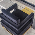 Modern Velvet Accent Chair, Elegant Armchair With Stainless Steel Base Black Velvet