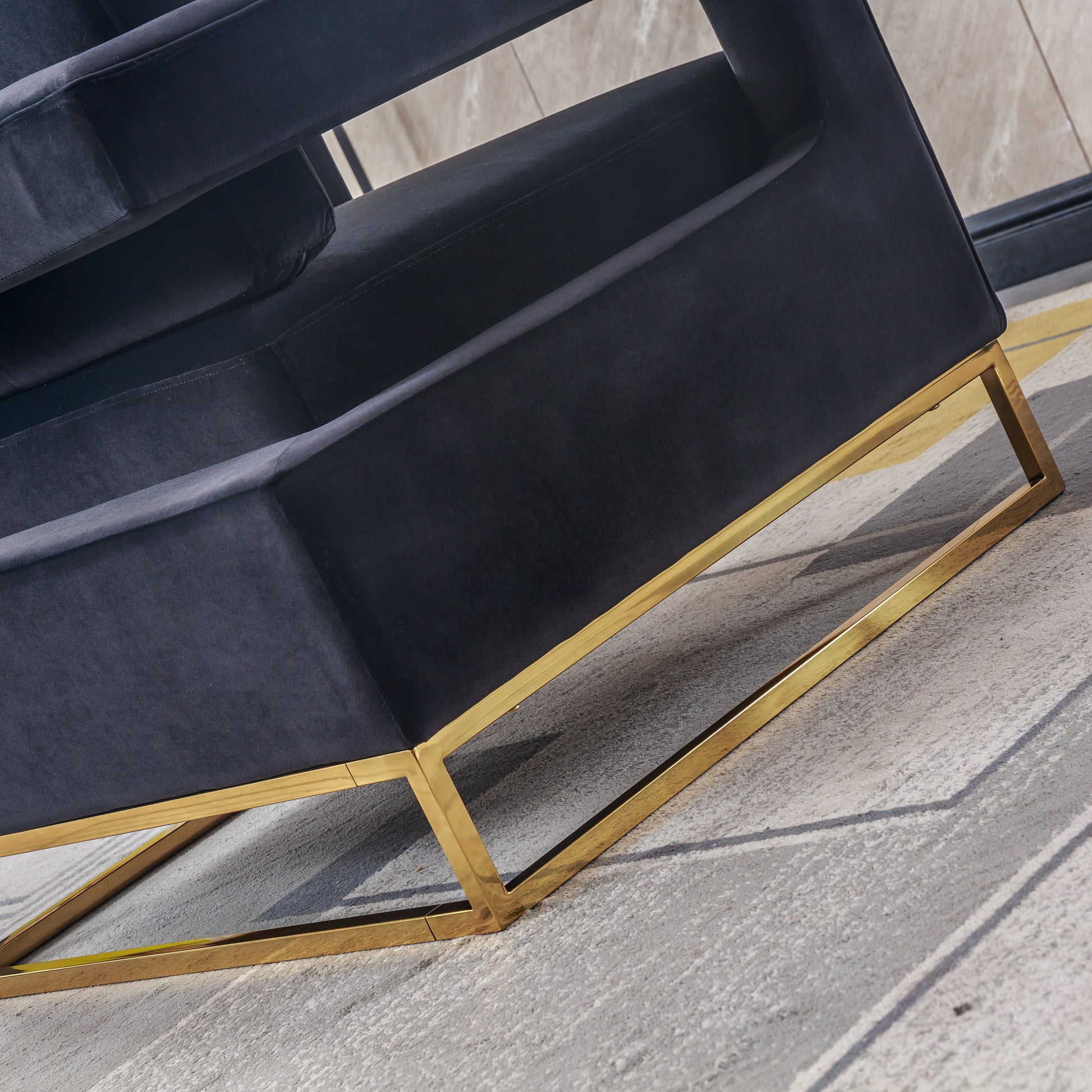 Modern Velvet Accent Chair, Elegant Armchair With Stainless Steel Base Black Velvet