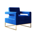 Modern Velvet Accent Chair, Elegant Armchair With Stainless Steel Base Blue Velvet