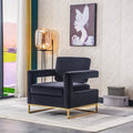 Modern Velvet Accent Chair, Elegant Armchair With Stainless Steel Base Black Velvet