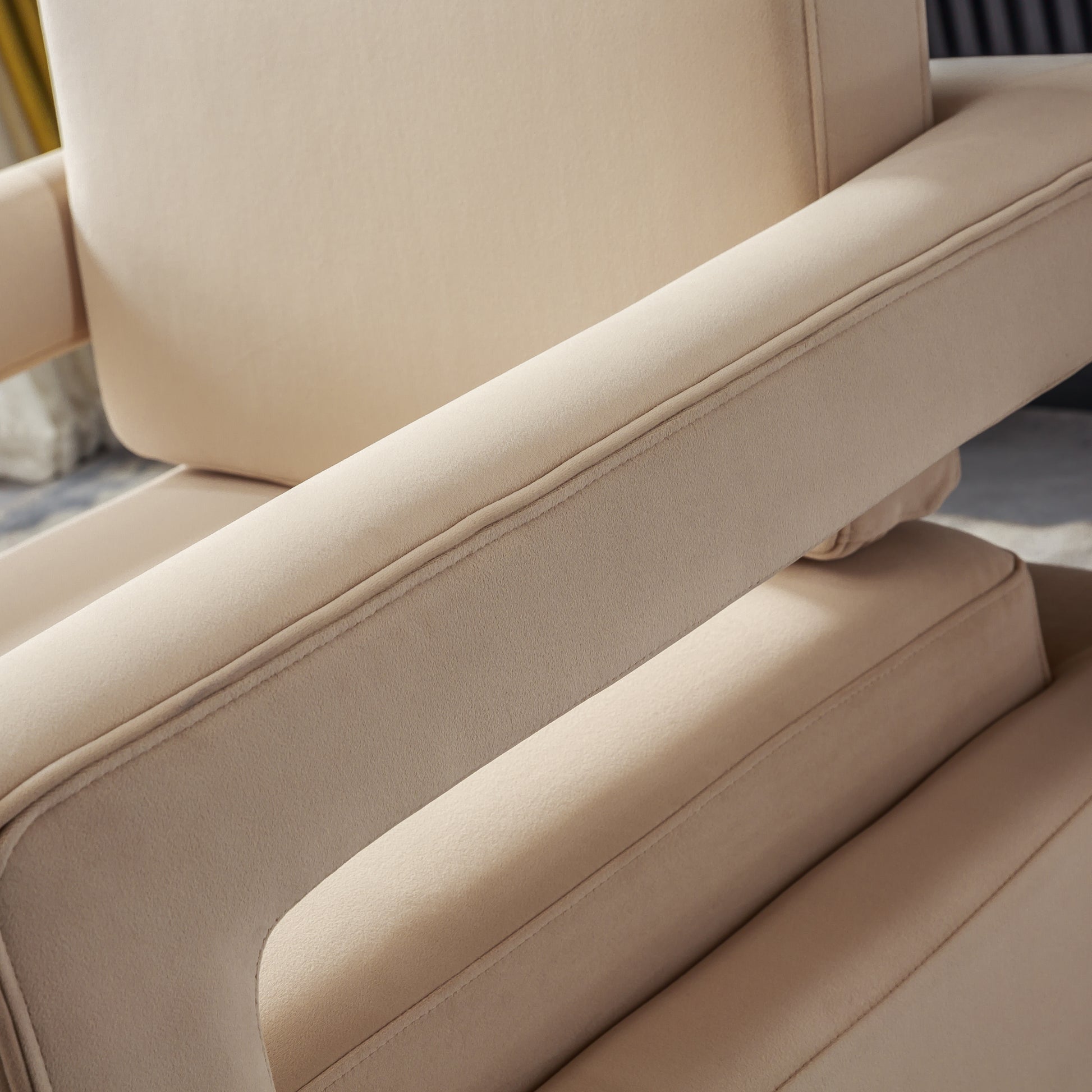 Modern Velvet Accent Chair, Elegant Armchair With Stainless Steel Base Cream Velvet