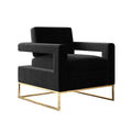 Modern Velvet Accent Chair, Elegant Armchair With Stainless Steel Base Black Velvet