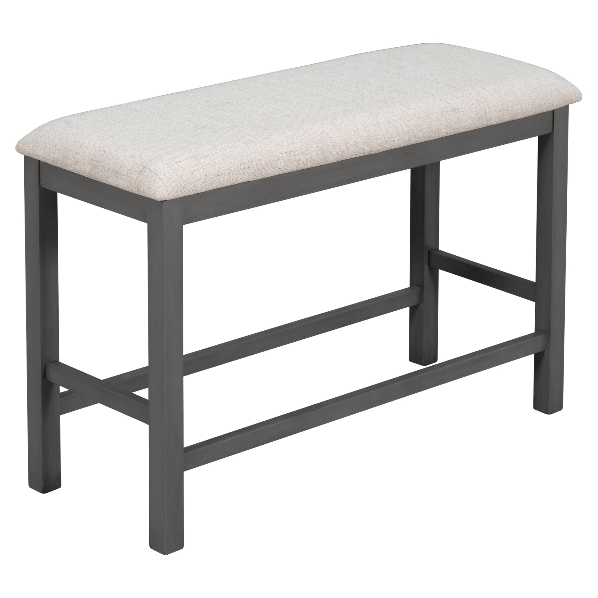 6 Piece Counter Height Dining Table Set Table With Shelf 4 Chairs And Bench For Dining Room Gray Gray Solid Wood