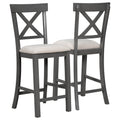 6 Piece Counter Height Dining Table Set Table With Shelf 4 Chairs And Bench For Dining Room Gray Gray Solid Wood