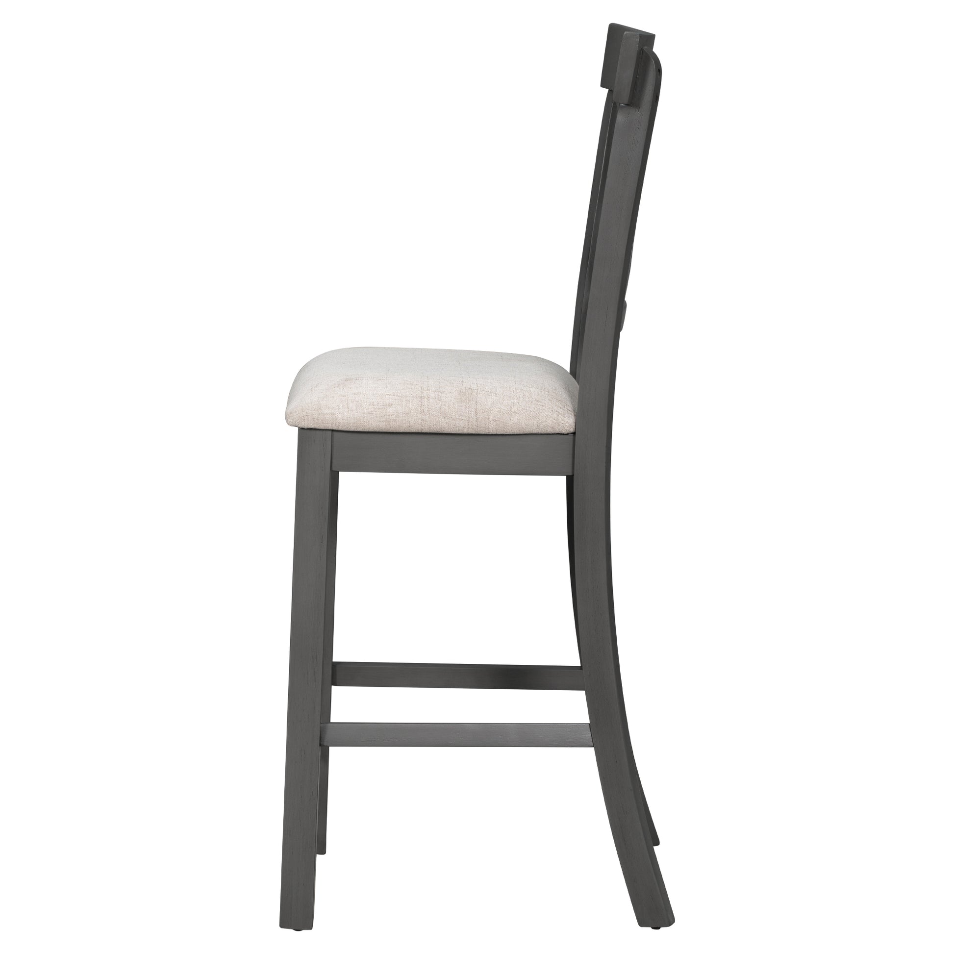 6 Piece Counter Height Dining Table Set Table With Shelf 4 Chairs And Bench For Dining Room Gray Gray Solid Wood