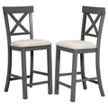 6 Piece Counter Height Dining Table Set Table With Shelf 4 Chairs And Bench For Dining Room Gray Gray Solid Wood