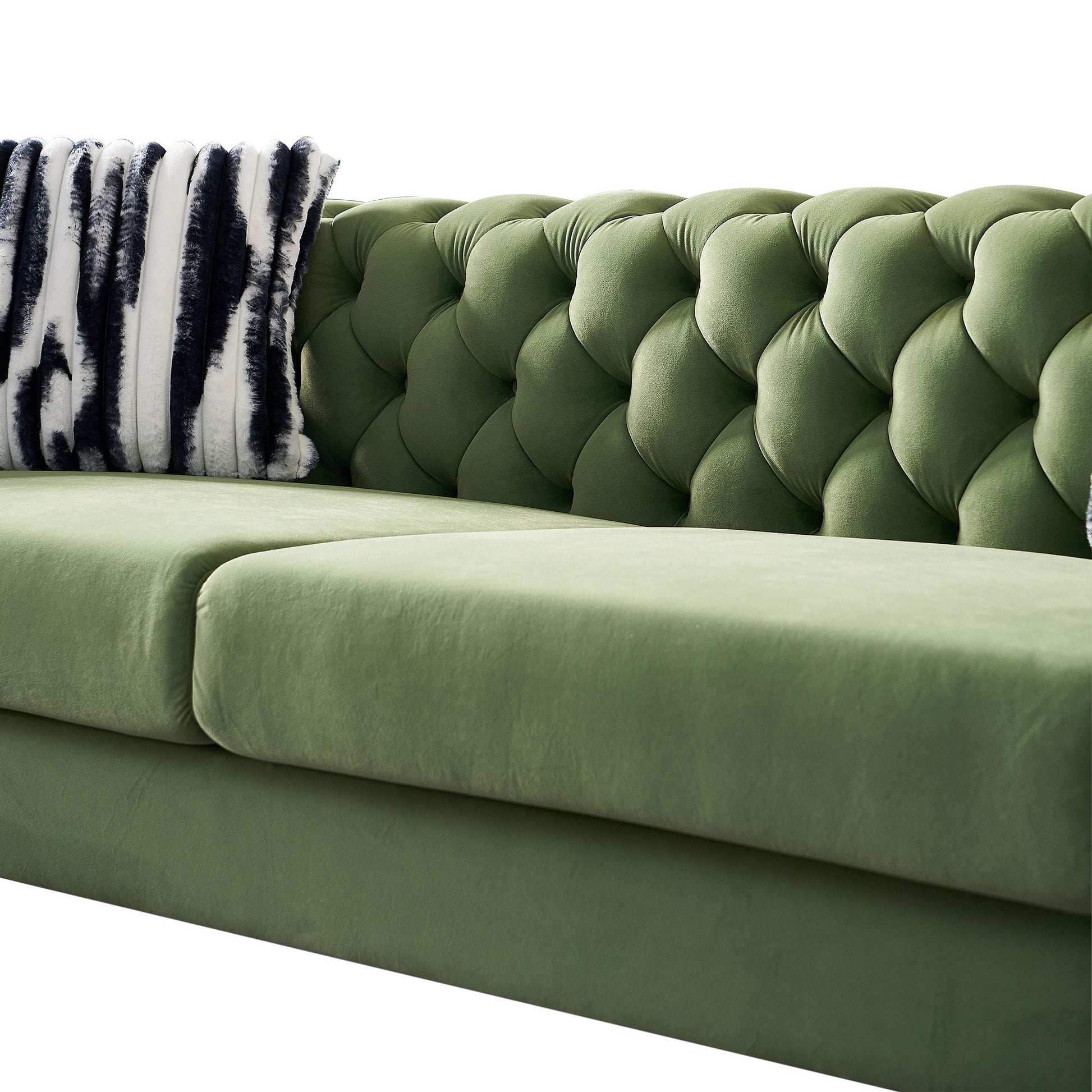 Chesterfield Modern Tufted Velvet Living Room Sofa, 84.25''W Couch,Mint Green Mint Green Velvet Wood Primary Living Space Tufted Back Modern Square Arms Foam Velvet 2 Seat