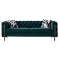 Chesterfield Modern Tufted Velvet Living Room Sofa, 84.25''W Couch,Green Green Foam Velvet