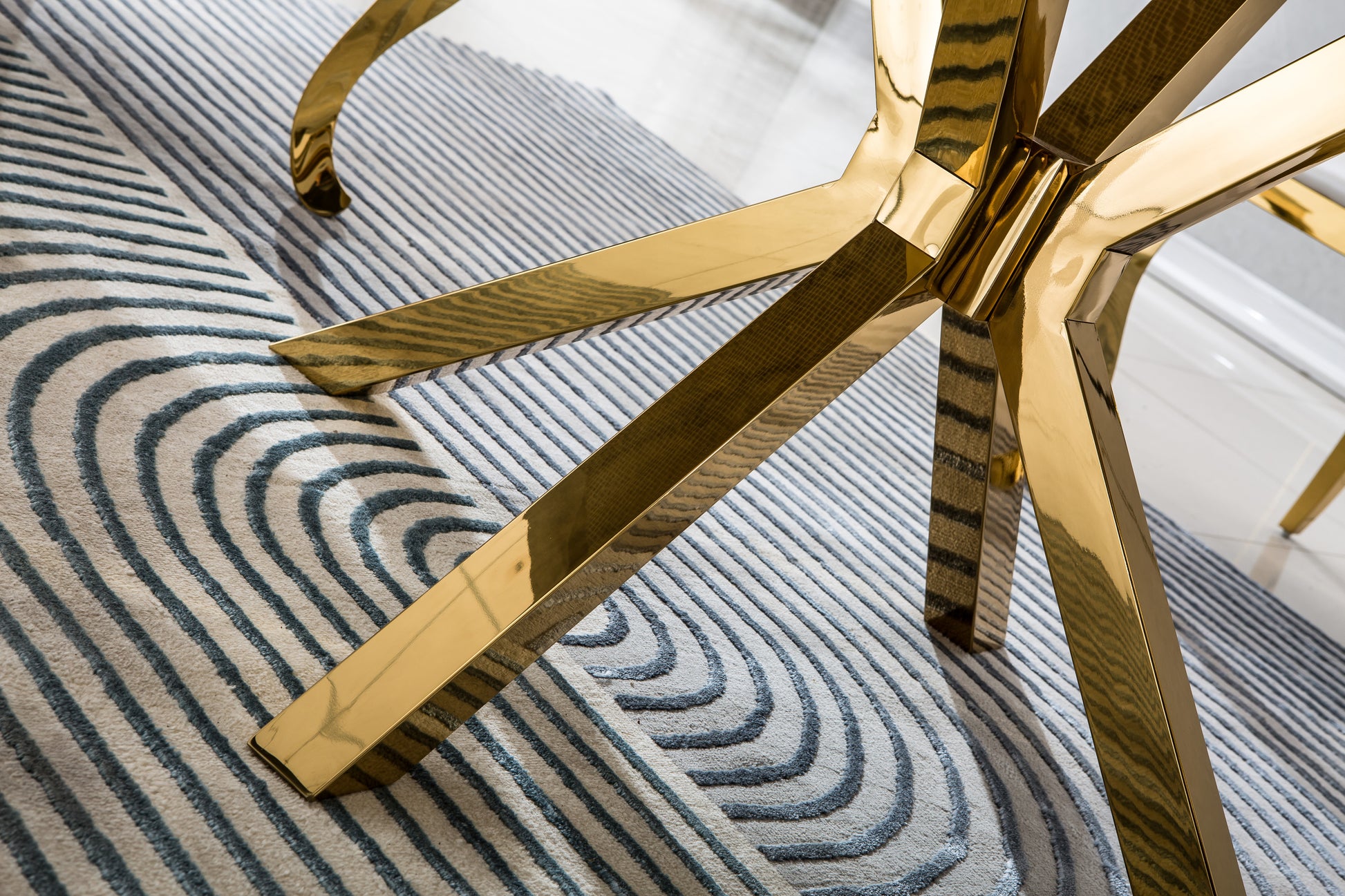 Modern Round Marble Table For Dining Room Kitchen, 1.02" Thick Marble Top, Gold Finish Stainless Steel Base, Size:47"Lx47"Dx30"H Not Including Chairs Black Marble