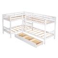 Twin L Shaped Bunk Bed With Drawers Gray Old Sku :Lp000038Aak White Solid Wood