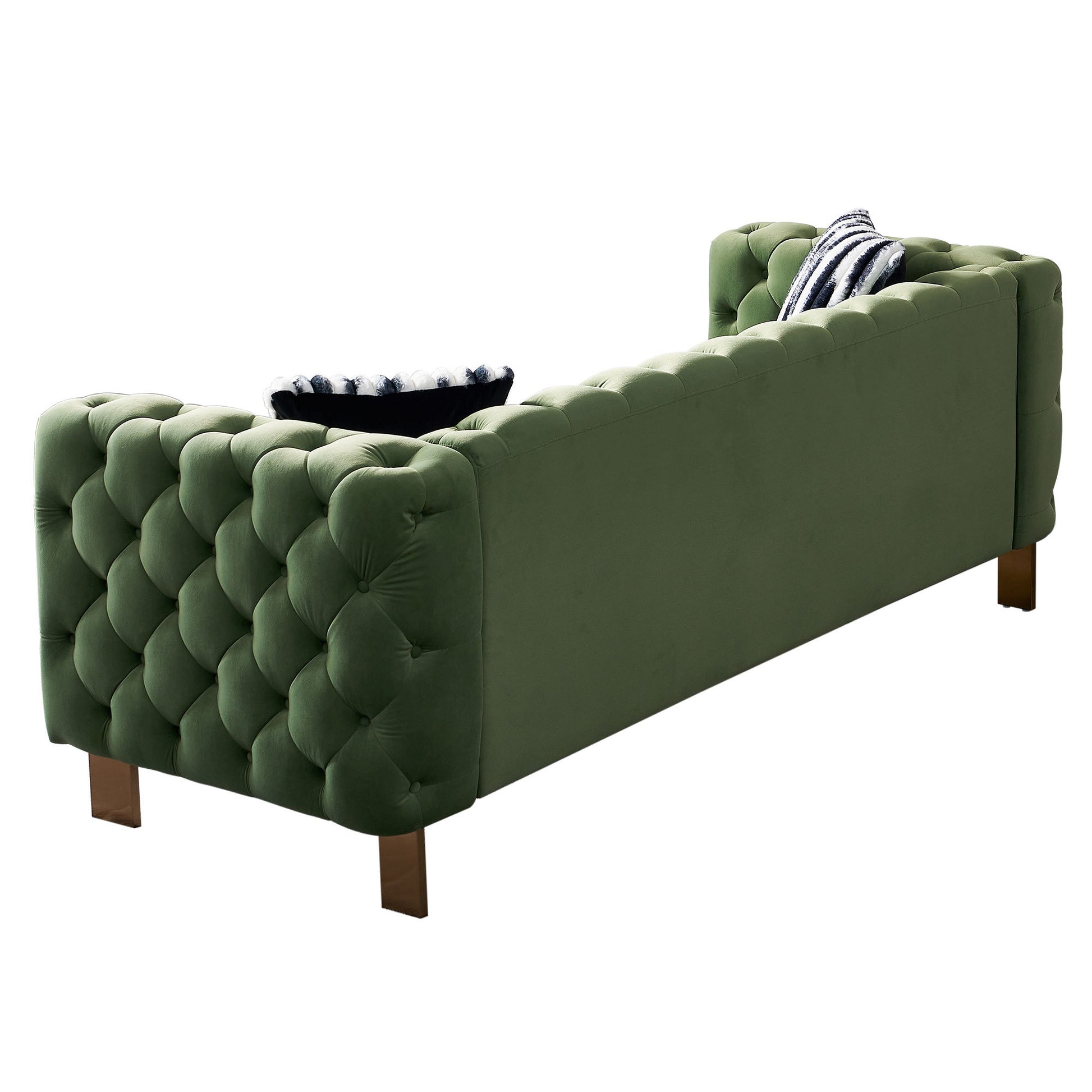Chesterfield Modern Tufted Velvet Living Room Sofa, 84.25''W Couch,Mint Green Mint Green Velvet Wood Primary Living Space Tufted Back Modern Square Arms Foam Velvet 2 Seat