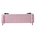 Chesterfield Modern Tufted Velvet Living Room Sofa, 84.25''W Couch,Pink Pink Foam Velvet