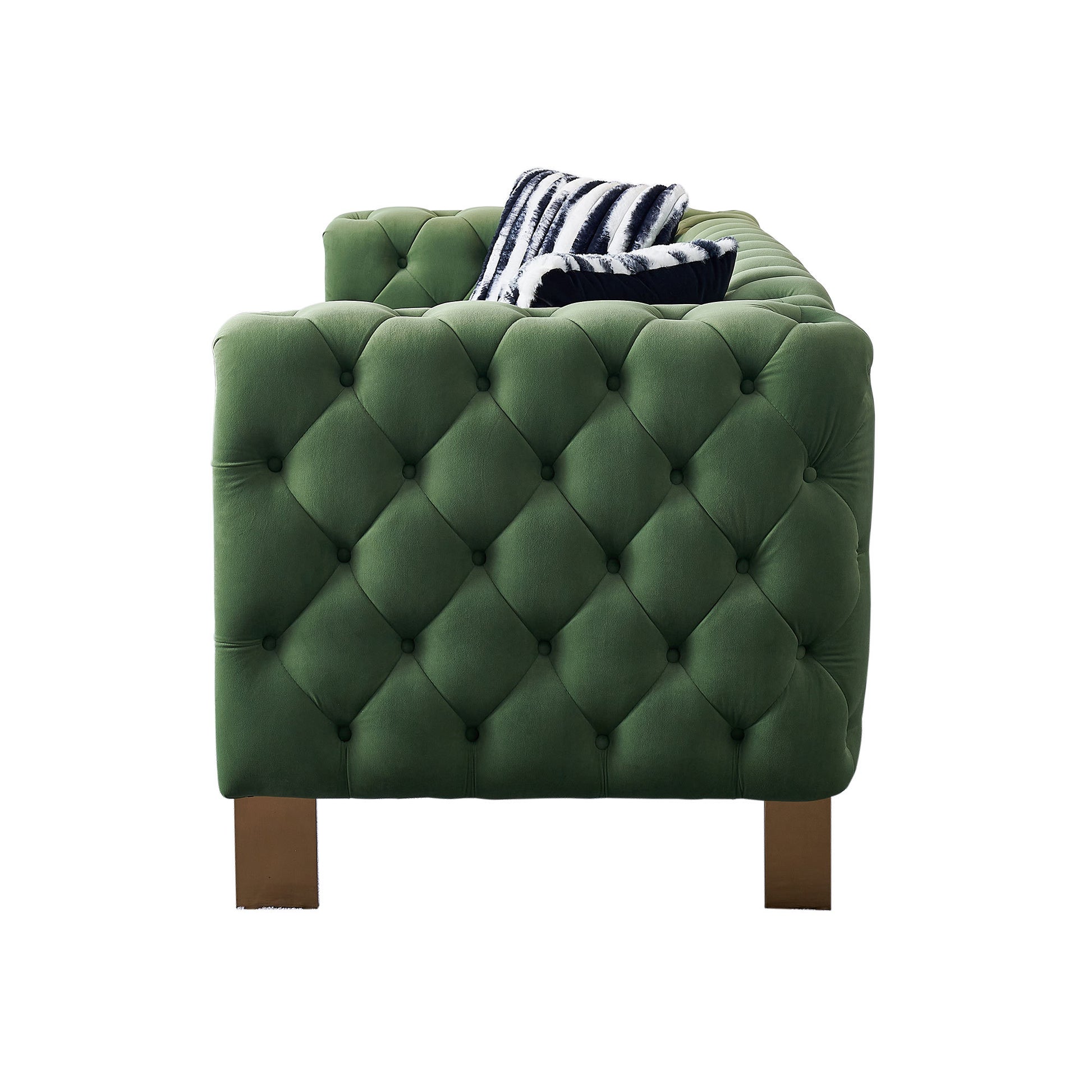 Chesterfield Modern Tufted Velvet Living Room Sofa, 84.25''W Couch,Mint Green Mint Green Velvet Wood Primary Living Space Tufted Back Modern Square Arms Foam Velvet 2 Seat