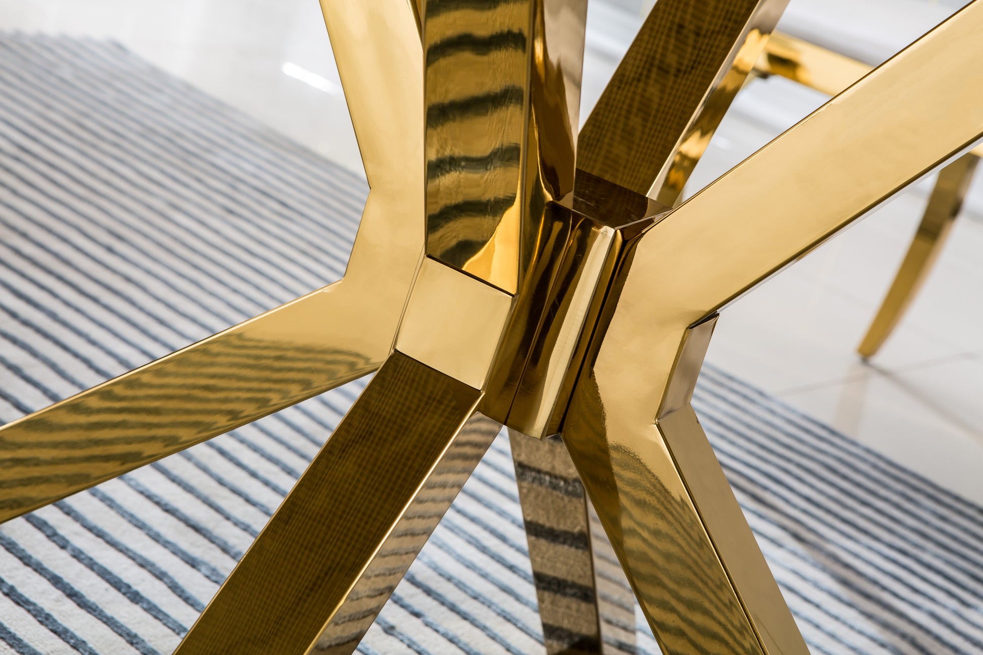 Modern Round Marble Table For Dining Room Kitchen, 1.02" Thick Marble Top, Gold Finish Stainless Steel Base, Size:47"Lx47"Dx30"H Not Including Chairs Black Marble