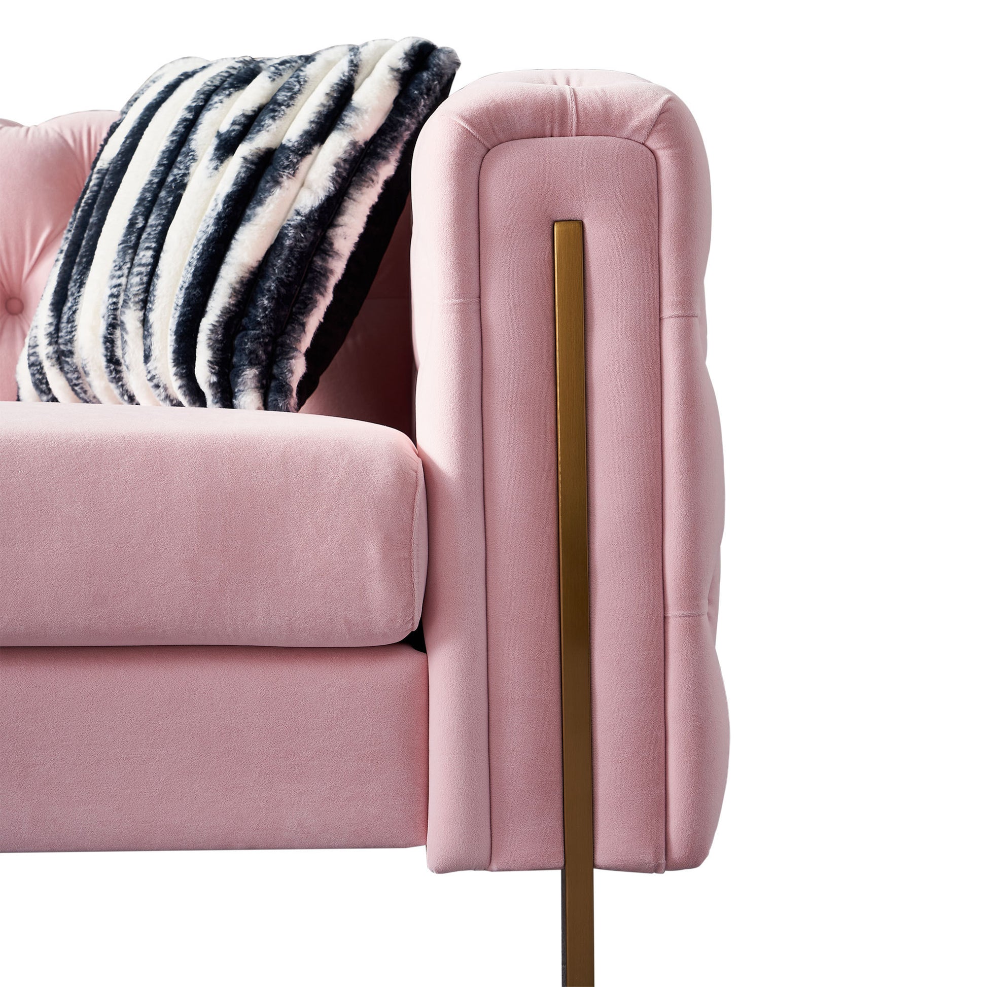 Chesterfield Modern Tufted Velvet Living Room Sofa, 84.25''W Couch,Pink Pink Foam Velvet