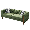 Chesterfield Modern Tufted Velvet Living Room Sofa, 84.25''W Couch,Mint Green Mint Green Velvet Wood Primary Living Space Tufted Back Modern Square Arms Foam Velvet 2 Seat