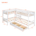 Twin L Shaped Bunk Bed With Drawers Gray Old Sku :Lp000038Aak White Solid Wood