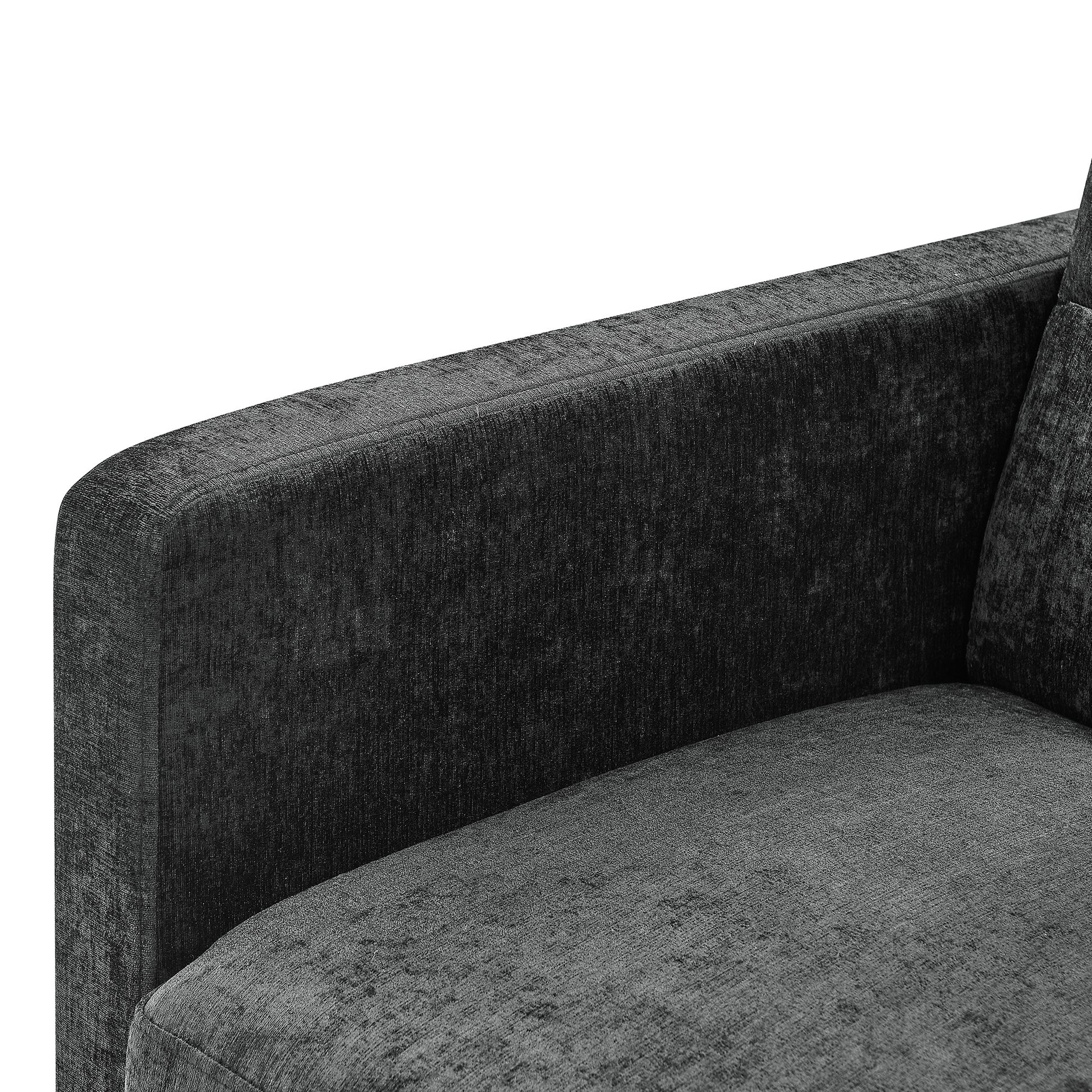 Loveseats Sofa Bed With Pull Out Bed,Adjsutable Back And Two Arm Pocket,Black 54.5"X33"X31.5" Black Chenille