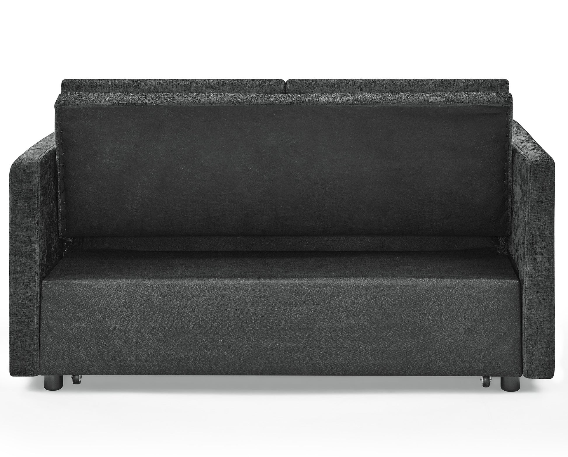 Loveseats Sofa Bed With Pull Out Bed,Adjsutable Back And Two Arm Pocket,Black 54.5"X33"X31.5" Black Chenille