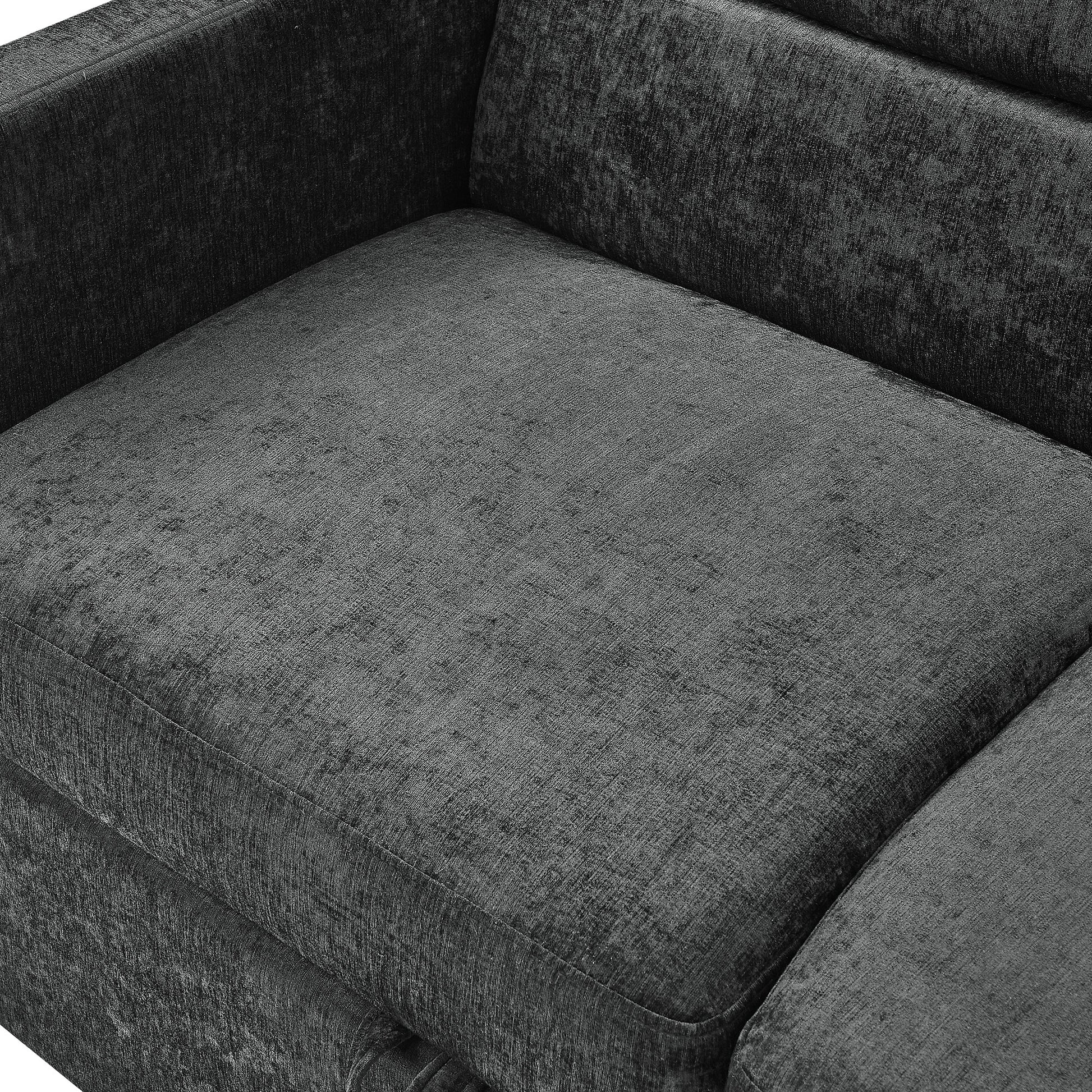 Loveseats Sofa Bed With Pull Out Bed,Adjsutable Back And Two Arm Pocket,Black 54.5"X33"X31.5" Black Chenille
