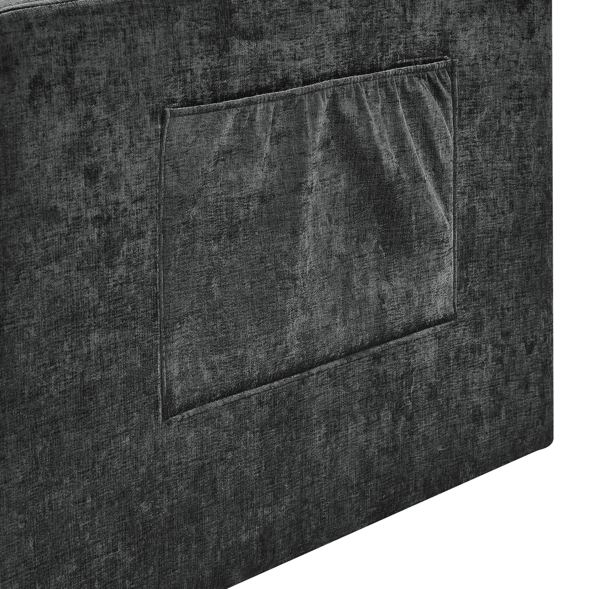 Loveseats Sofa Bed With Pull Out Bed,Adjsutable Back And Two Arm Pocket,Black 54.5"X33"X31.5" Black Chenille