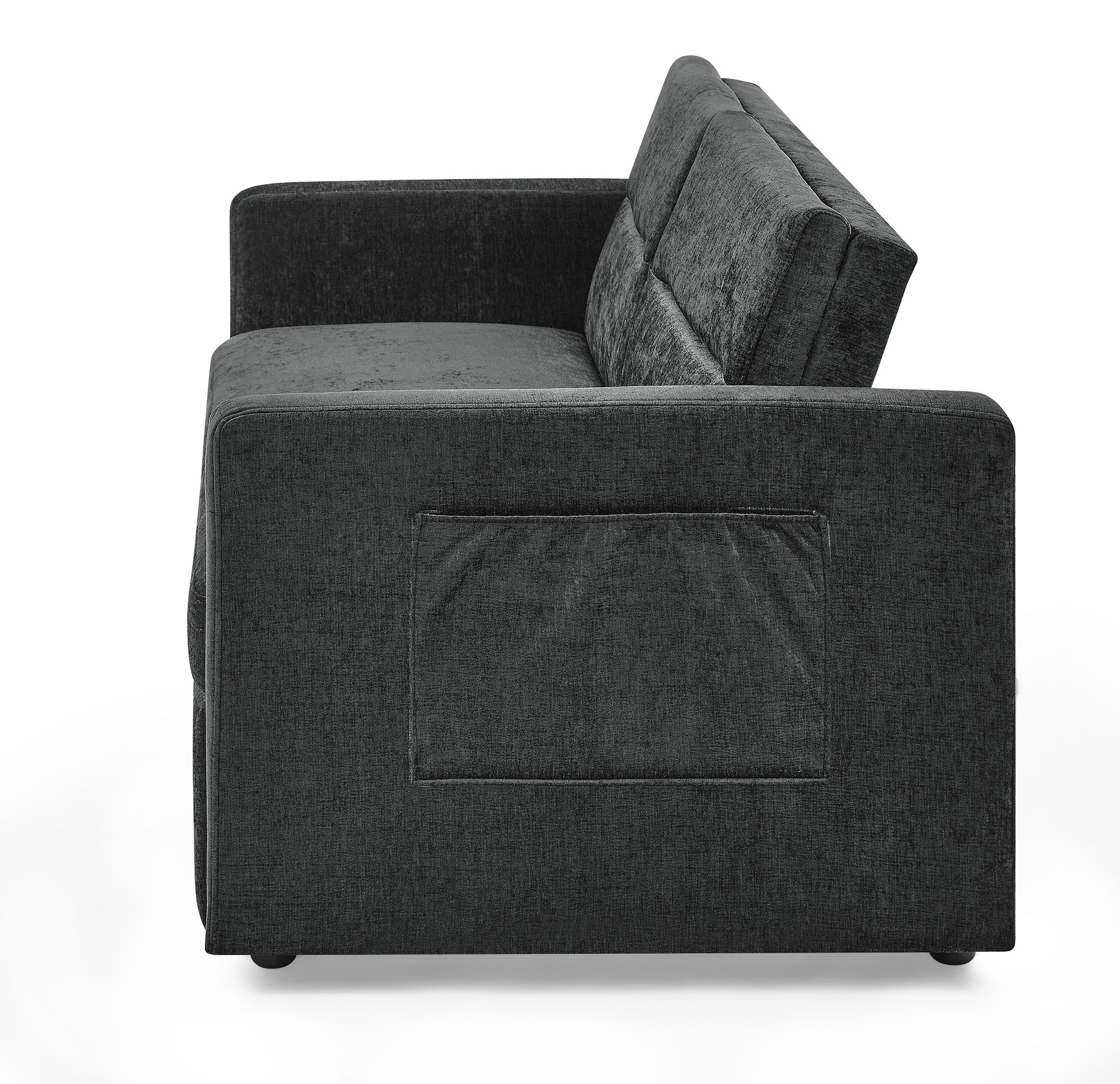 Loveseats Sofa Bed With Pull Out Bed,Adjsutable Back And Two Arm Pocket,Black 54.5"X33"X31.5" Black Chenille