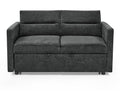 Loveseats Sofa Bed With Pull Out Bed,Adjsutable Back And Two Arm Pocket,Black 54.5