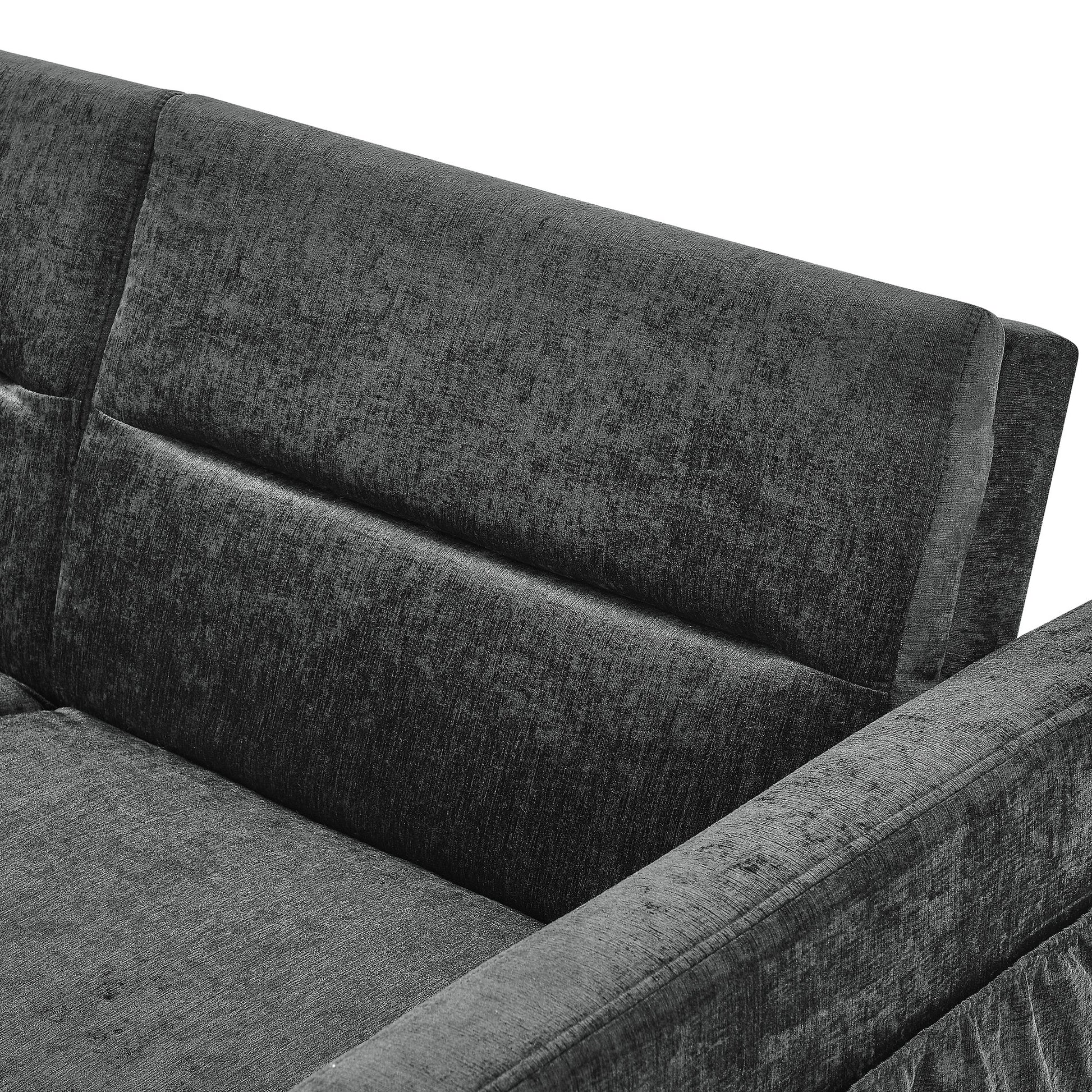 Loveseats Sofa Bed With Pull Out Bed,Adjsutable Back And Two Arm Pocket,Black 54.5"X33"X31.5" Black Chenille