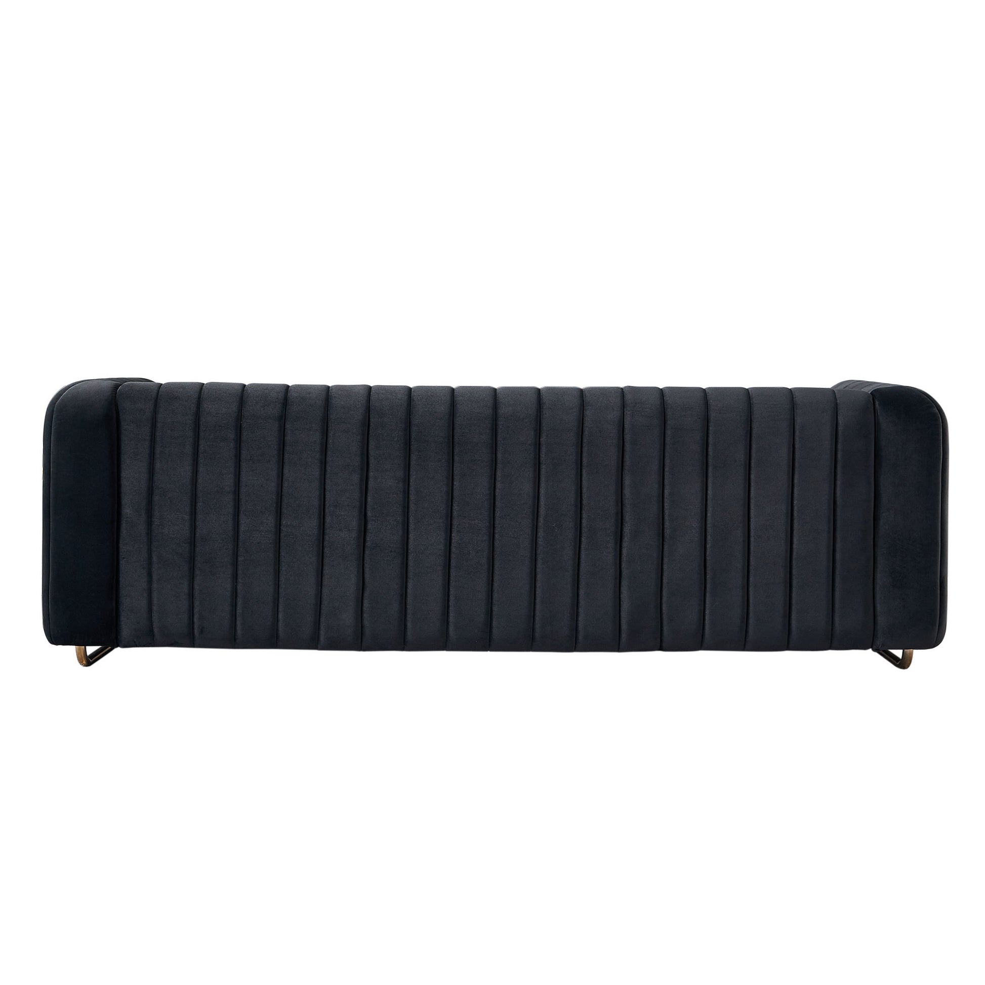 Contemporary Velvet Sofa Couch 84.25''W For Living Room, Black Black Velvet Wood Primary Living Space Tufted Back Modern Rolled Arms Foam Velvet 2 Seat