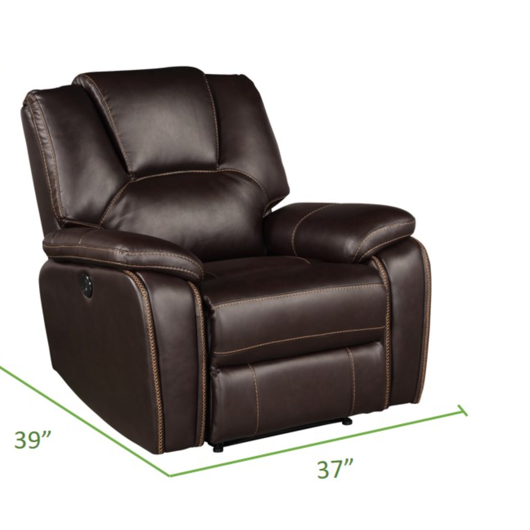Hong Kong Power Reclining Chair Made With Faux Leather In Brown Brown Primary Living Space Contemporary,Modern Solid Wood Mdf Wood