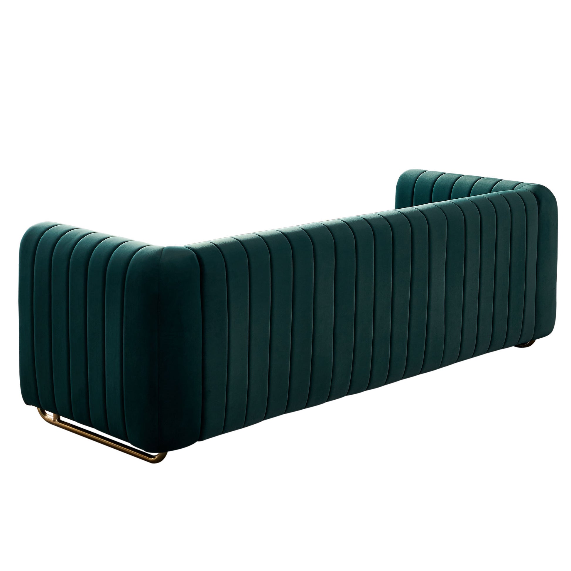 Contemporary Velvet Sofa Couch 84.25''W For Living Room, Green Green Velvet Wood Primary Living Space Tufted Back Modern Rolled Arms Foam Velvet 2 Seat