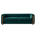 Contemporary Velvet Sofa Couch 84.25''W For Living Room, Green Green Velvet Wood Primary Living Space Tufted Back Modern Rolled Arms Foam Velvet 2 Seat