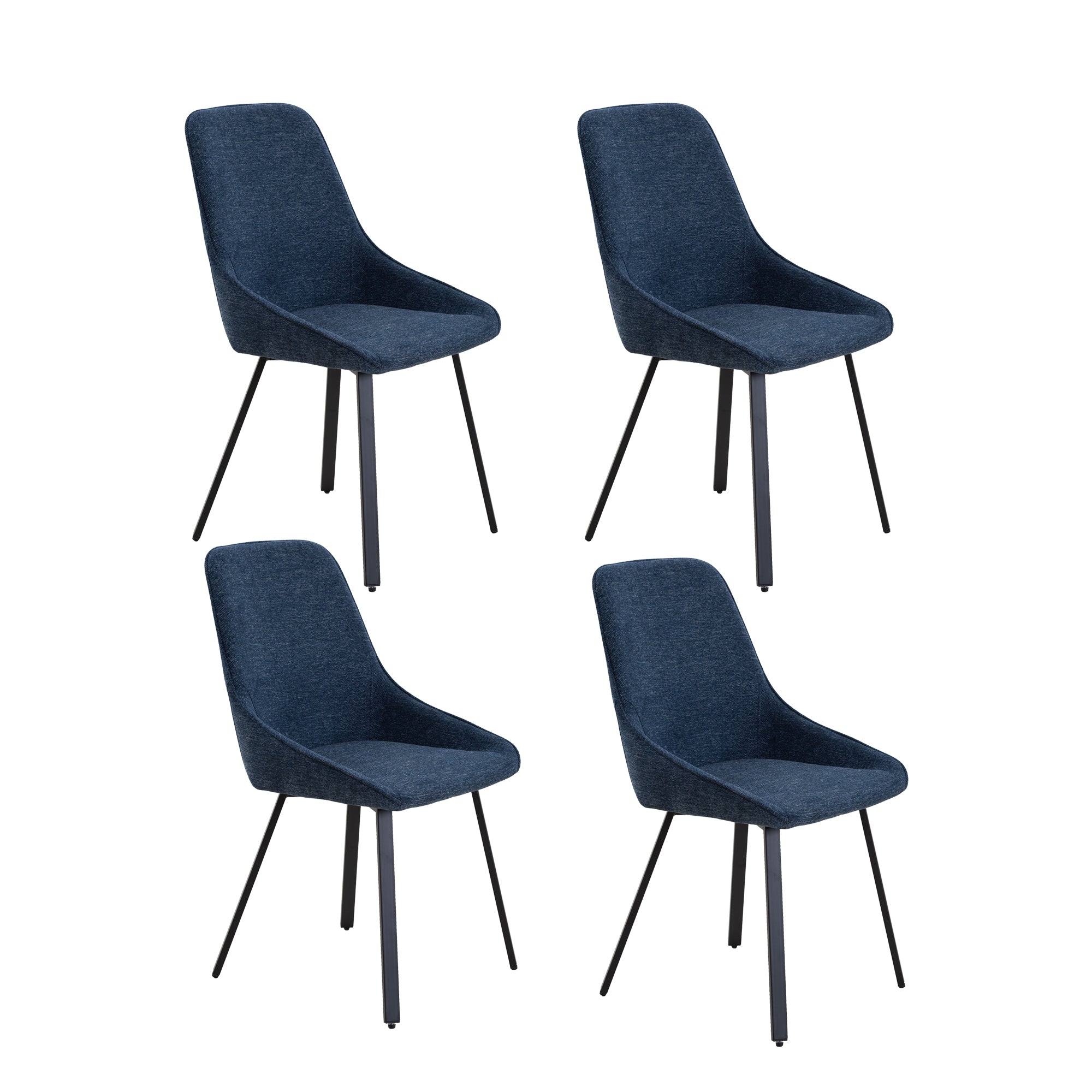 Dining Chairs Set Of 4, Upholstered Side Chairs, Adjustable Kitchen Chairs Accent Chair Cushion Upholstered Seat With Metal Legs For Living Room Blue Blue Foam Metal