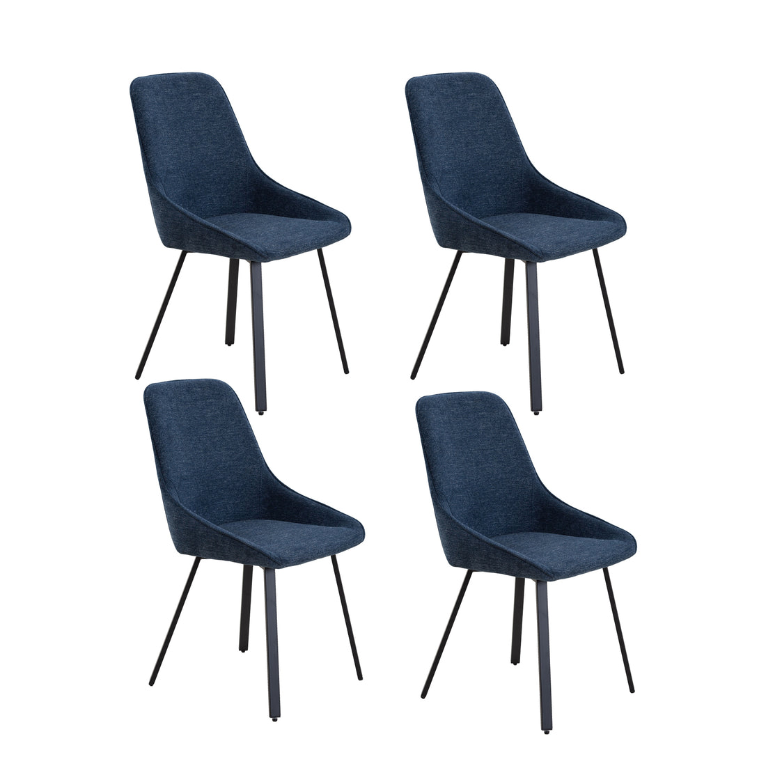 Dining Chairs Set Of 4, Upholstered Side Chairs, Adjustable Kitchen Chairs Accent Chair Cushion Upholstered Seat With Metal Legs For Living Room Blue Blue Foam Metal