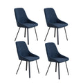 Dining Chairs Set Of 4, Upholstered Side Chairs, Adjustable Kitchen Chairs Accent Chair Cushion Upholstered Seat With Metal Legs For Living Room Blue Blue Foam Metal
