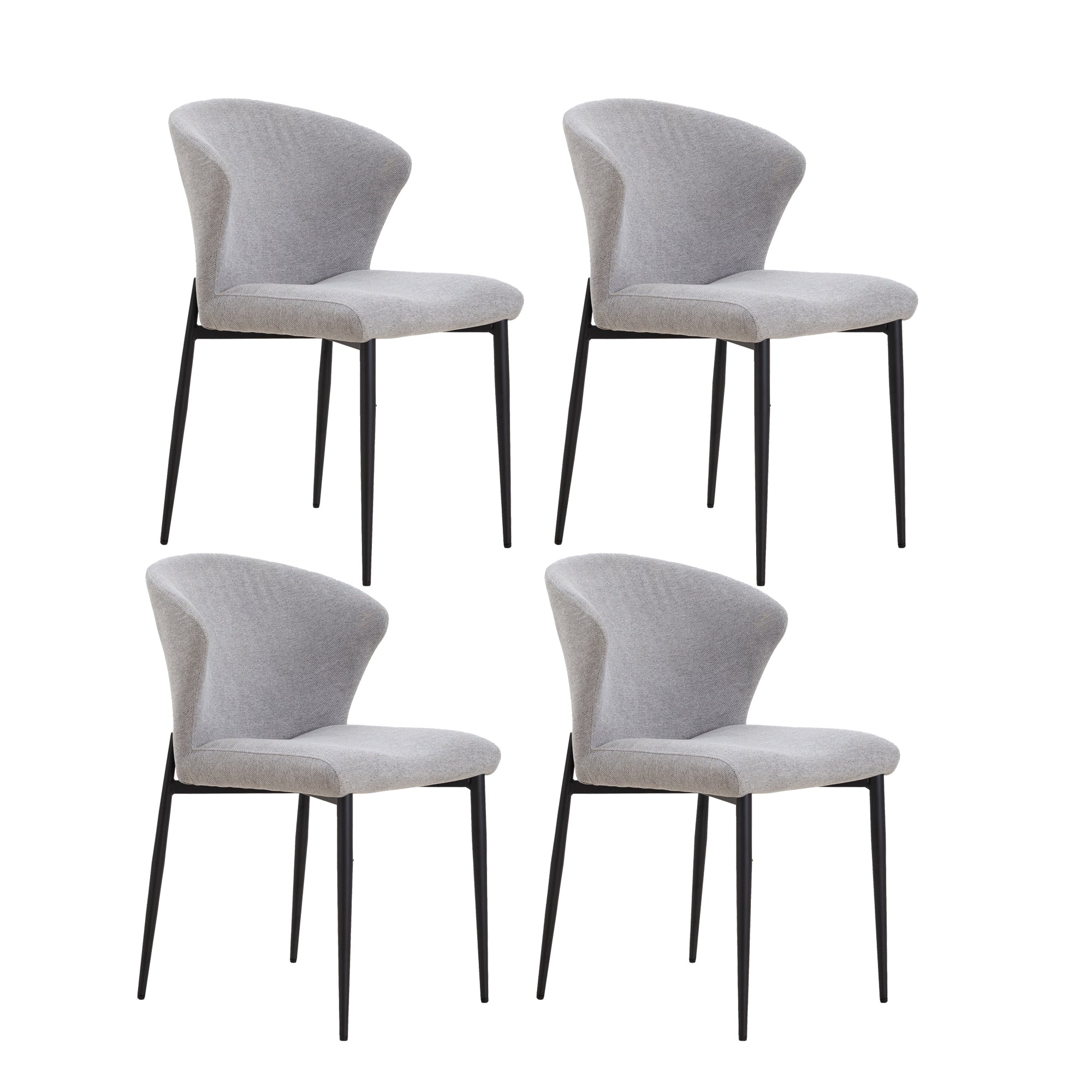Dining Chairs Set Of 4, Upholstered Side Chairs, Adjustable Kitchen Chairs Accent Chair Cushion Upholstered Seat With Metal Legs For Living Room Grey Gray Foam Metal