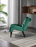 Coolmore Modern Velvet Armless Accent Living Room Chair Leisure Chair,Upholstered Fabric Button Comfortable Chair With Wooden Legs For Bedroom, Living Room, Office Green Velvet Green Primary Living Space Foam Velvet