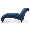 Tufted Armless Chaise Lounge Blue Polyester Fabric