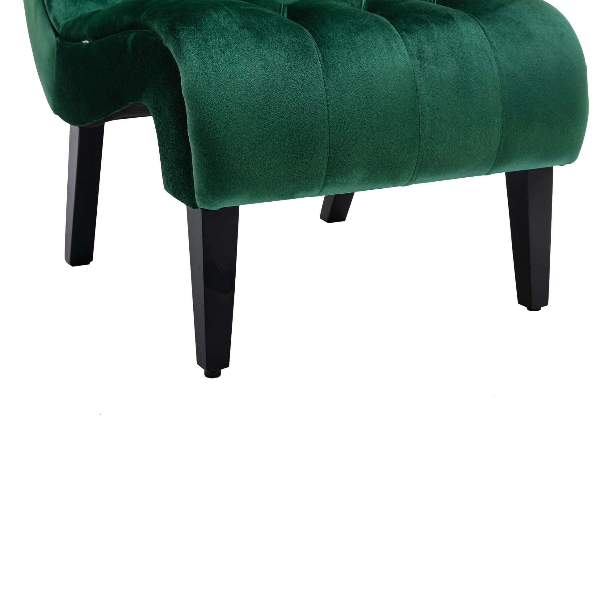 Coolmore Modern Velvet Armless Accent Living Room Chair Leisure Chair,Upholstered Fabric Button Comfortable Chair With Wooden Legs For Bedroom, Living Room, Office Green Velvet Green Primary Living Space Foam Velvet