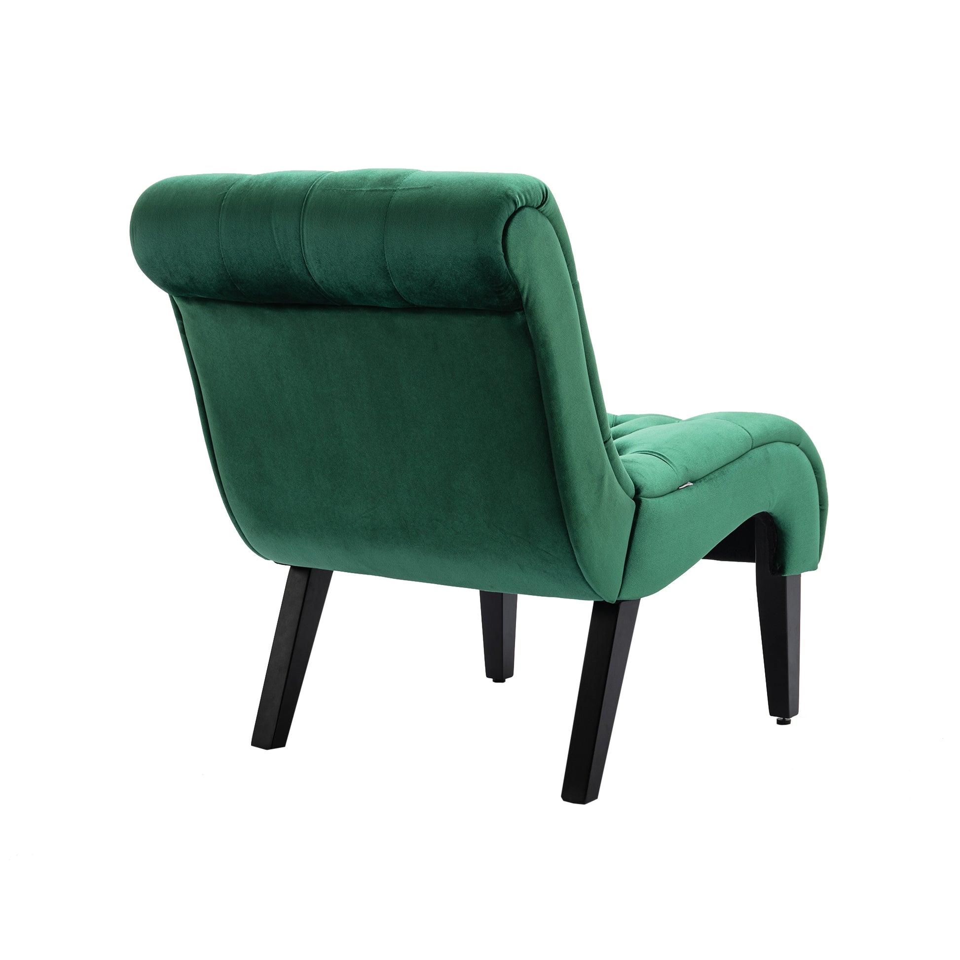 Coolmore Modern Velvet Armless Accent Living Room Chair Leisure Chair,Upholstered Fabric Button Comfortable Chair With Wooden Legs For Bedroom, Living Room, Office Green Velvet Green Primary Living Space Foam Velvet