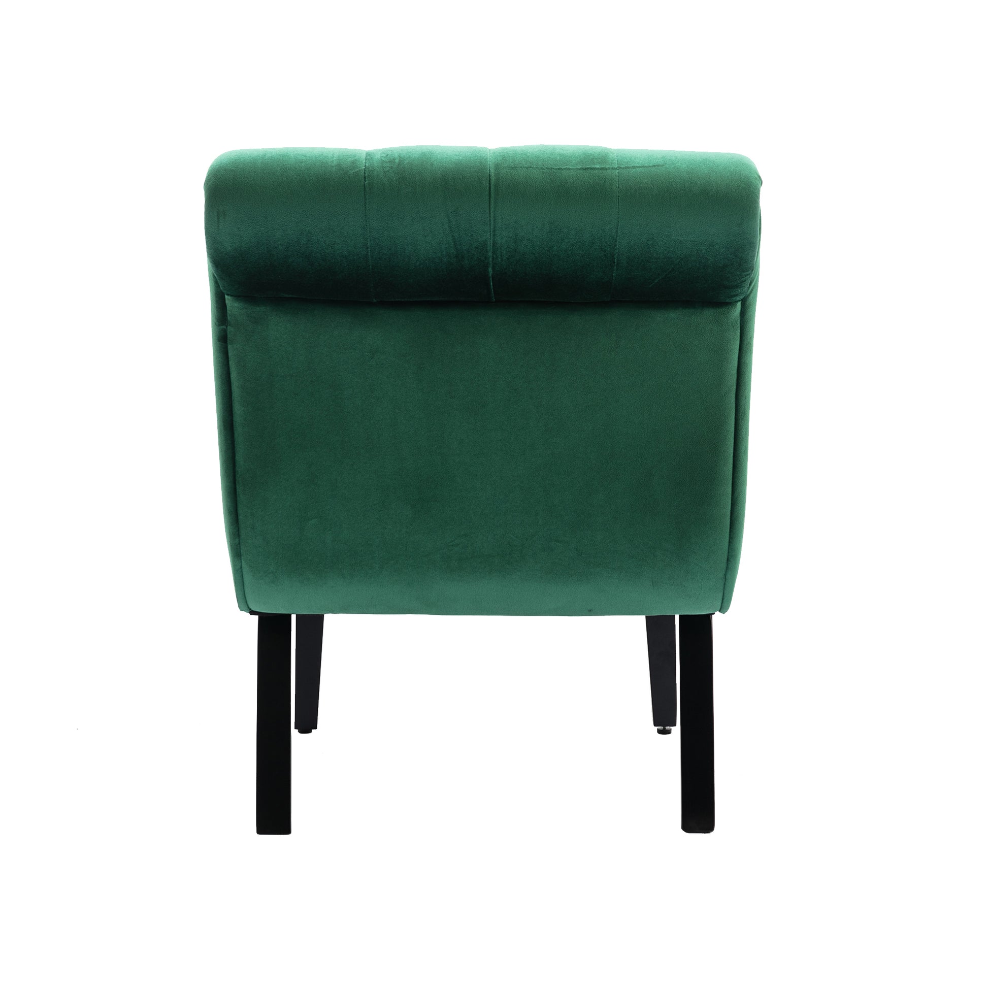 Coolmore Modern Velvet Armless Accent Living Room Chair Leisure Chair,Upholstered Fabric Button Comfortable Chair With Wooden Legs For Bedroom, Living Room, Office Green Velvet Green Primary Living Space Foam Velvet