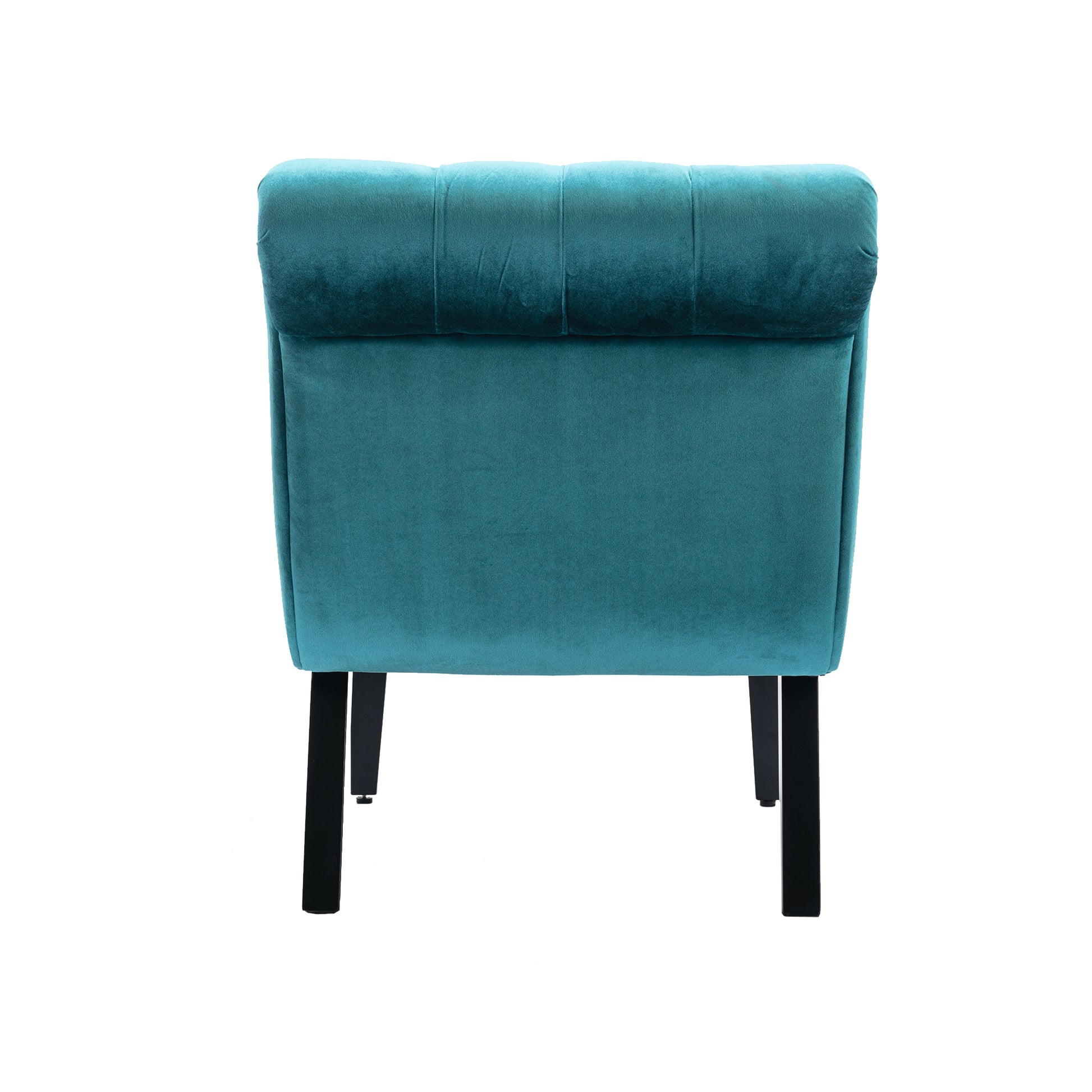 Coolmore Modern Velvet Armless Accent Living Room Chair Leisure Chair,Upholstered Fabric Button Comfortable Chair With Wooden Legs For Bedroom, Living Room, Office Teal Velvet Teal Primary Living Space Foam Velvet