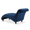 Tufted Armless Chaise Lounge Blue Polyester Fabric