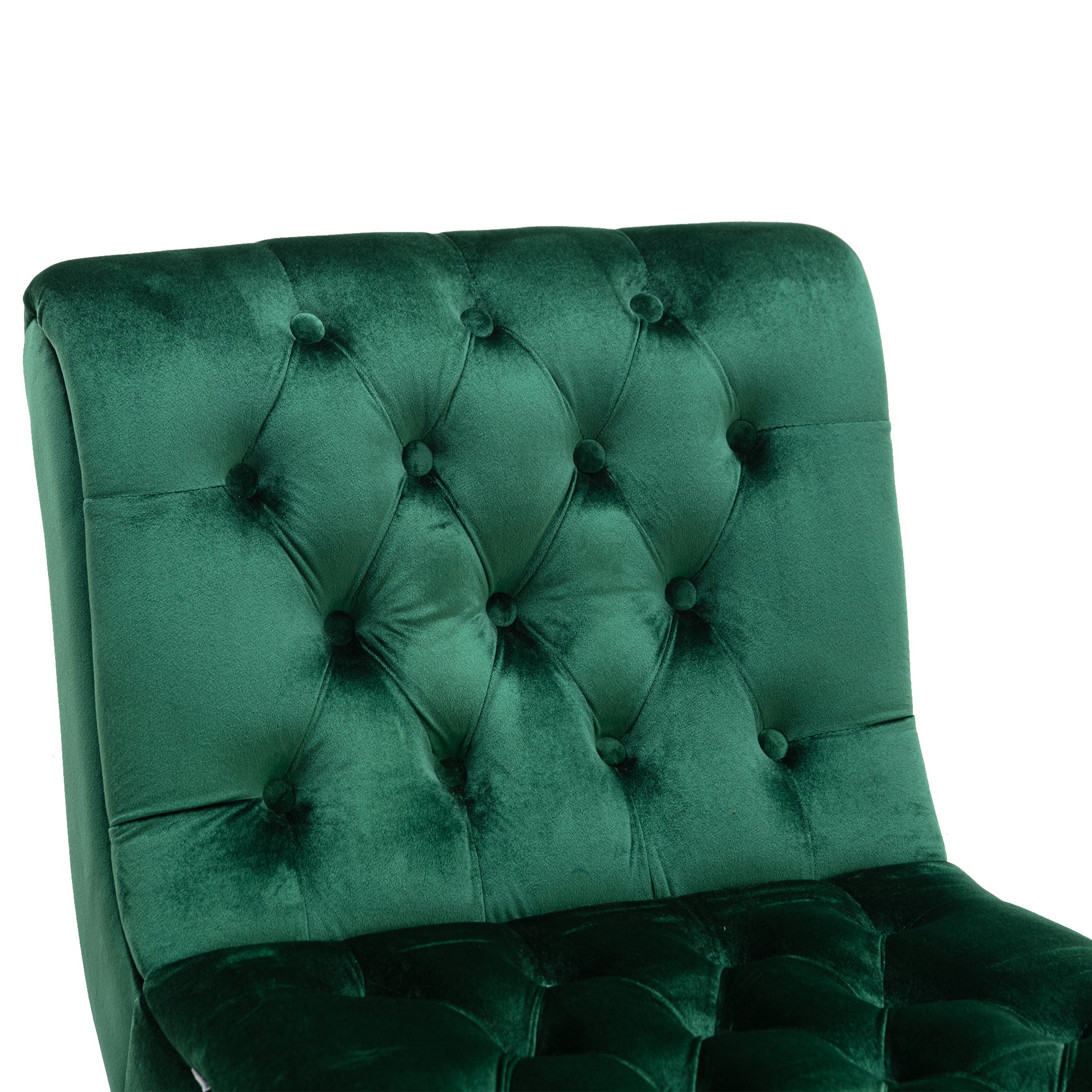 Coolmore Modern Velvet Armless Accent Living Room Chair Leisure Chair,Upholstered Fabric Button Comfortable Chair With Wooden Legs For Bedroom, Living Room, Office Green Velvet Green Primary Living Space Foam Velvet